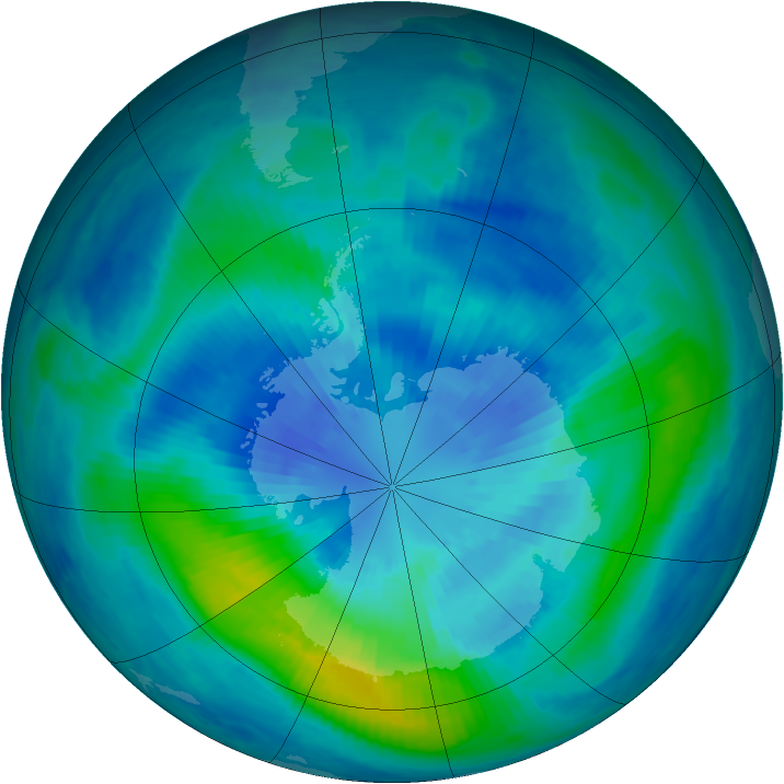 Antarctic ozone map for 25 March 2000